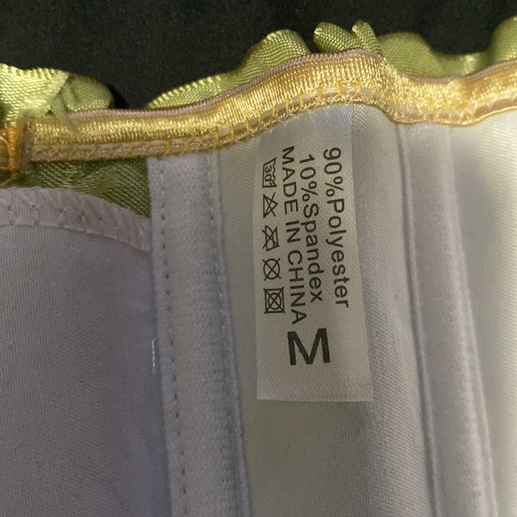 Women's Lacing Corset Top Satin Floral Boned Overbust Body Shaper Bustier - Picture 4 of 4